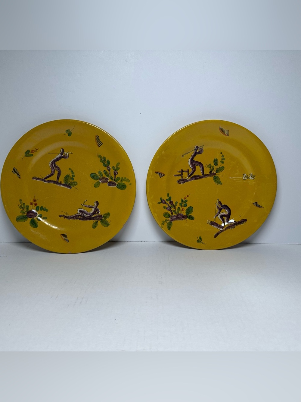 VTG RARE La Musa Hand Painted Italian Naïf Folk Art 8.5” Plates-Saks 5th Avenue